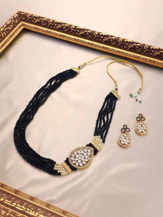 The Aya Jewellery Set - Navy Blue-SOHNCK1113