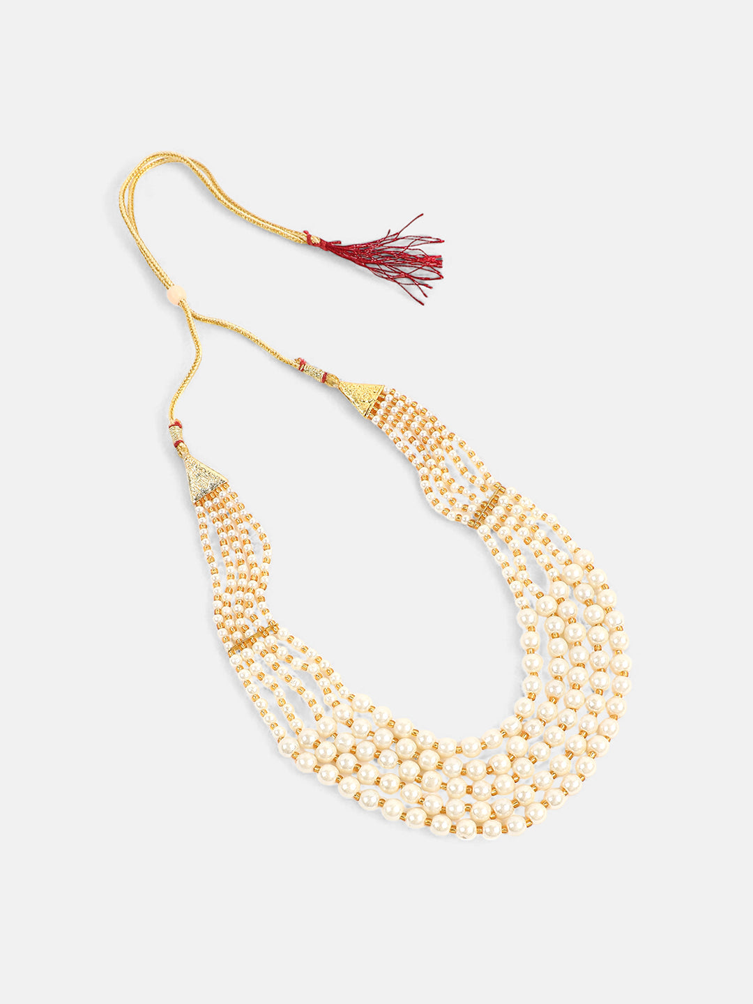 The Mehmooni Multi-Layer Necklace - Pearl White-SOHNCK1185