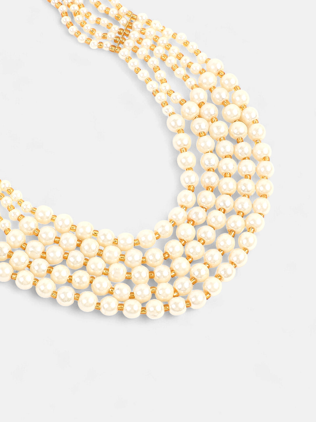 The Mehmooni Multi-Layer Necklace - Pearl White-SOHNCK1185
