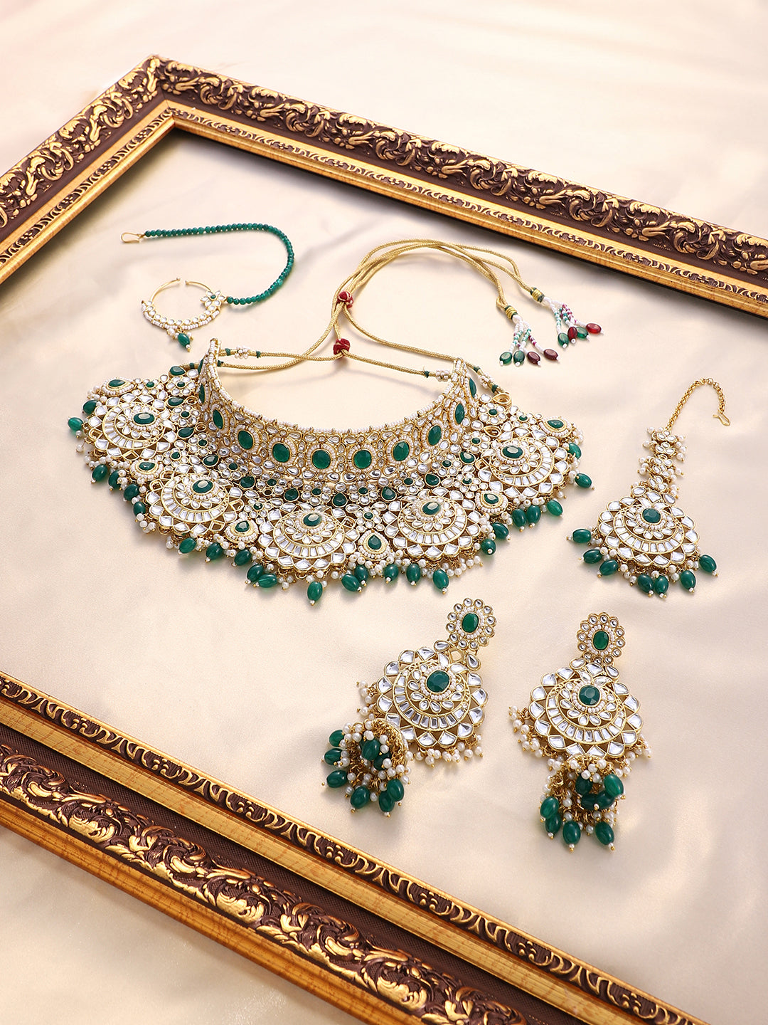 The Mumtaz Jewellery Set - Emerald Green-SOHNCK1255