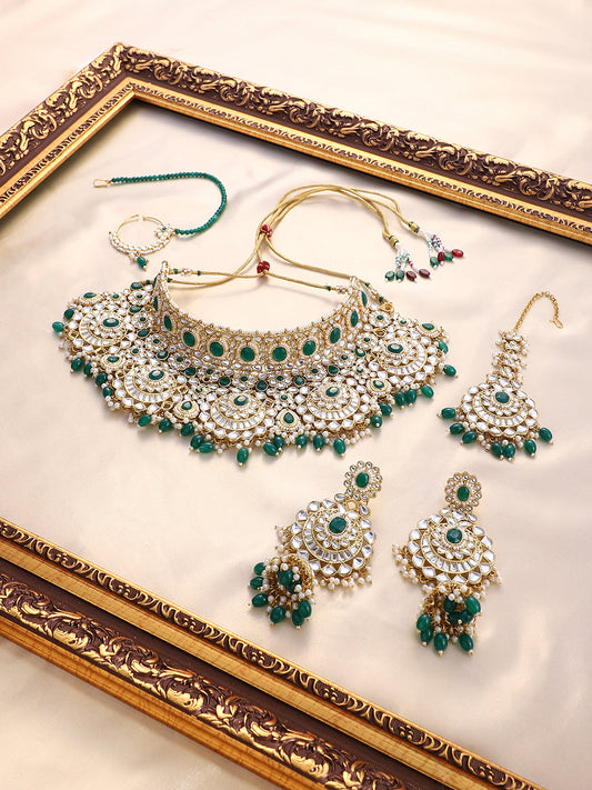 The Mumtaz Jewellery Set - Emerald Green-SOHNCK1255