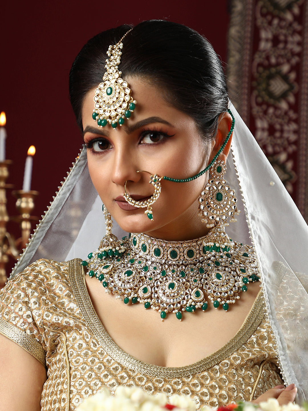 The Mumtaz Jewellery Set - Emerald Green-SOHNCK1255