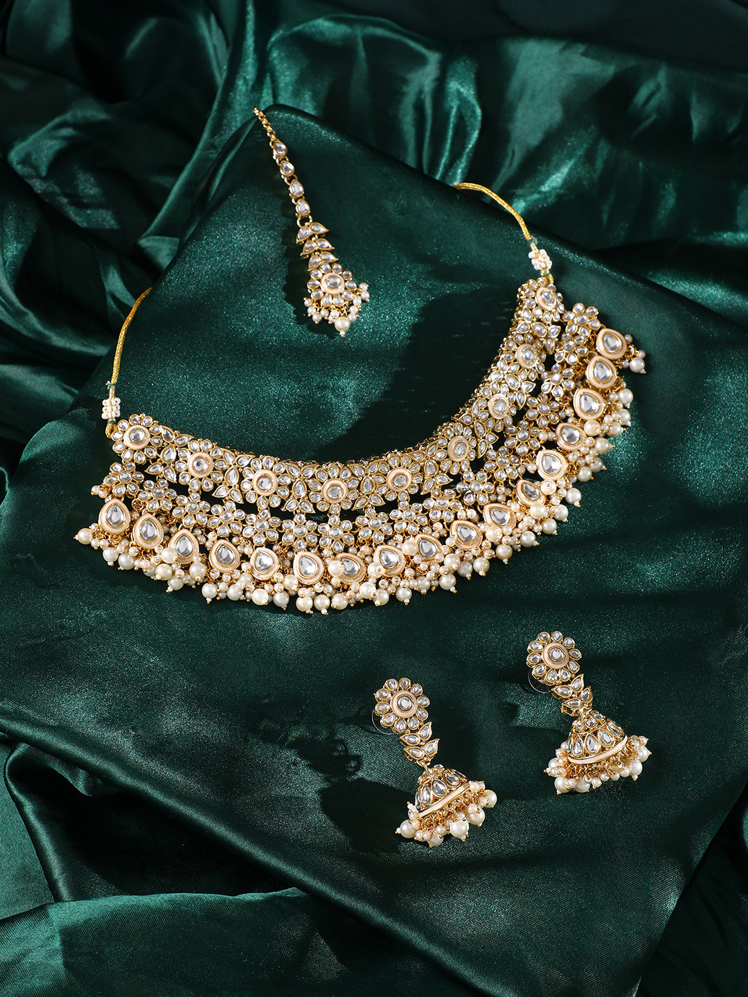The Faiza Jewellery Set - Crystal Silver-SOHNCK1535