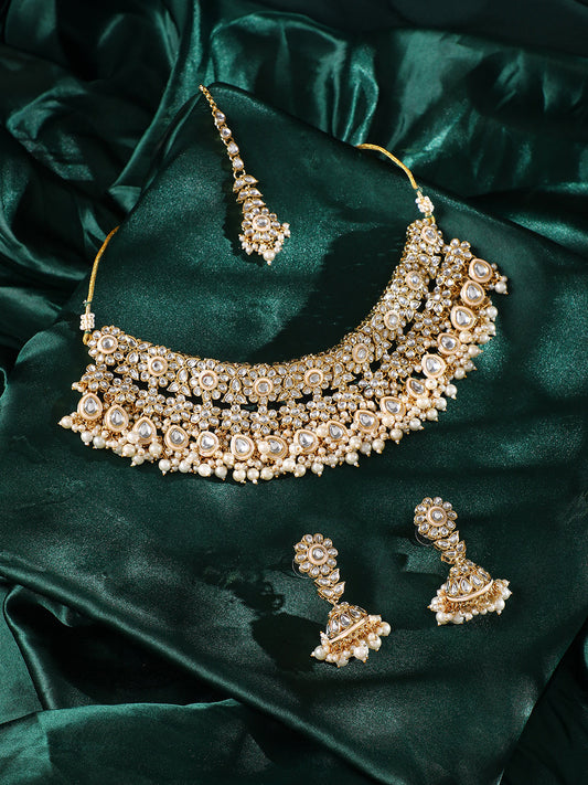 The Faiza Jewellery Set - Crystal Silver-SOHNCK1535