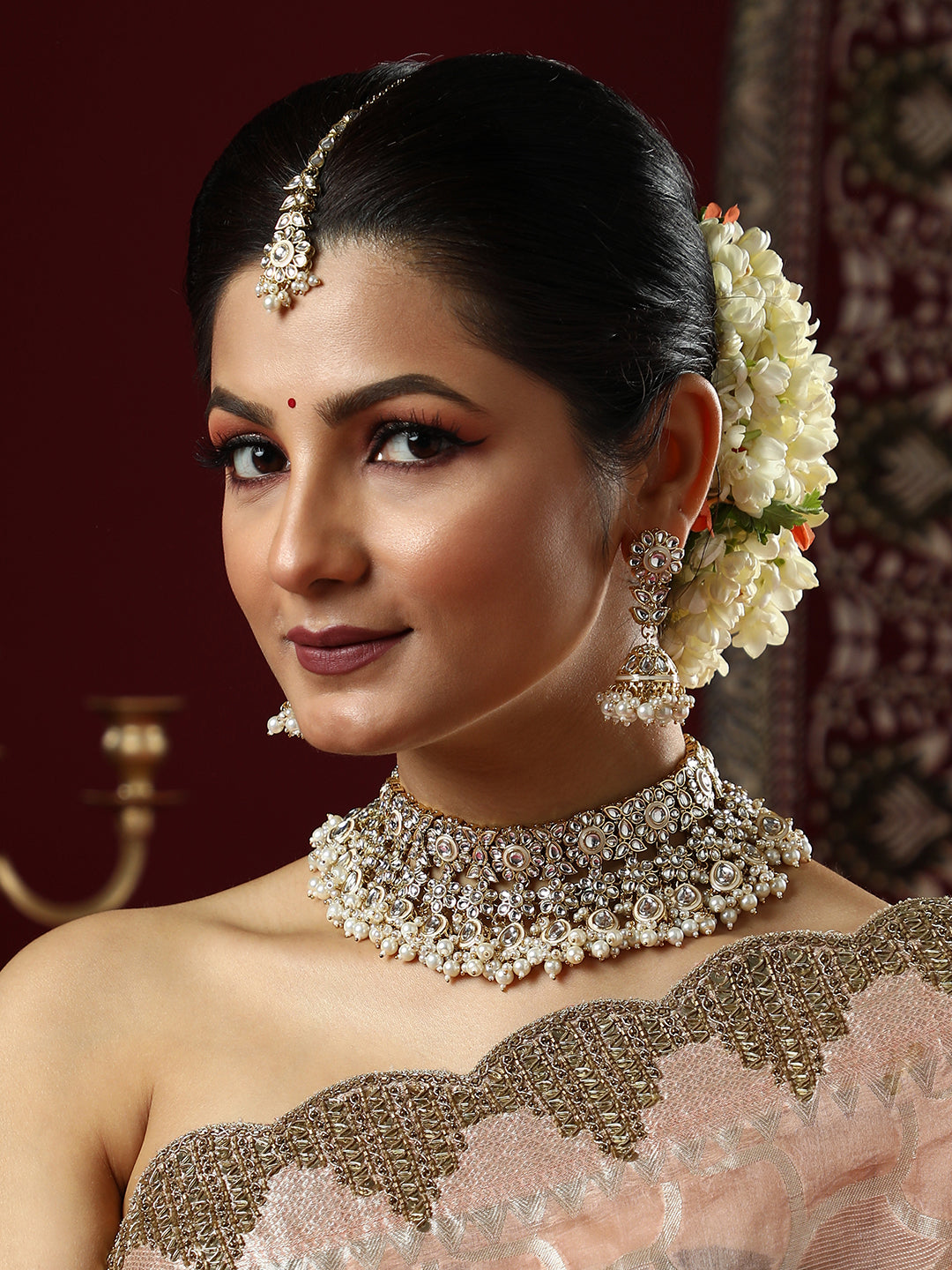 The Faiza Jewellery Set - Crystal Silver-SOHNCK1535