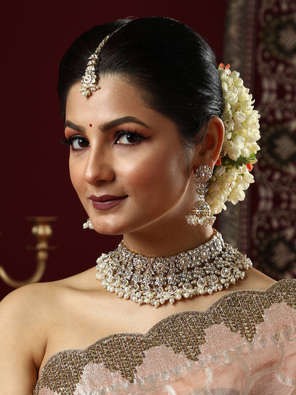The Faiza Jewellery Set - Crystal Silver-SOHNCK1535