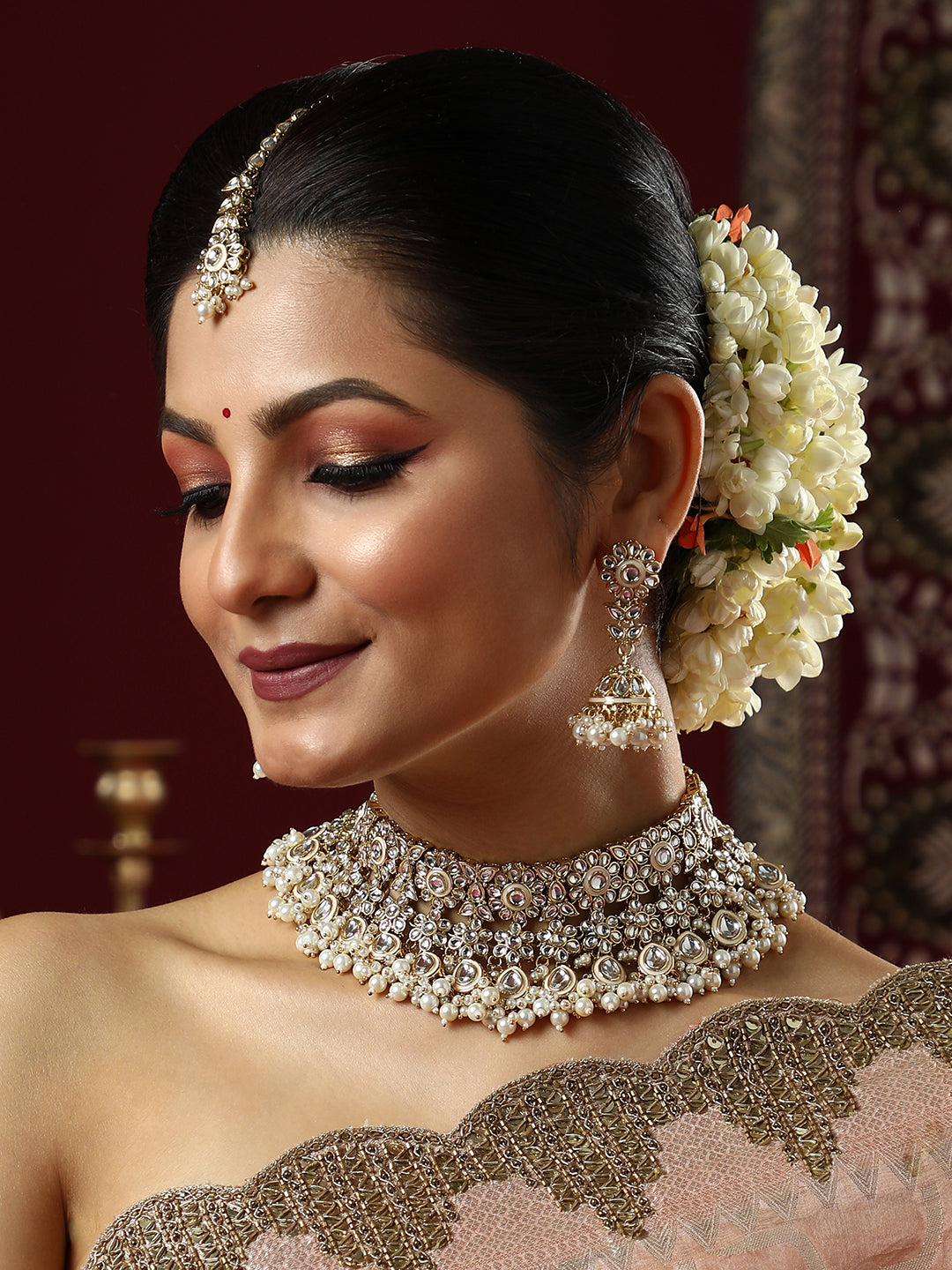 The Faiza Jewellery Set - Crystal Silver-SOHNCK1535