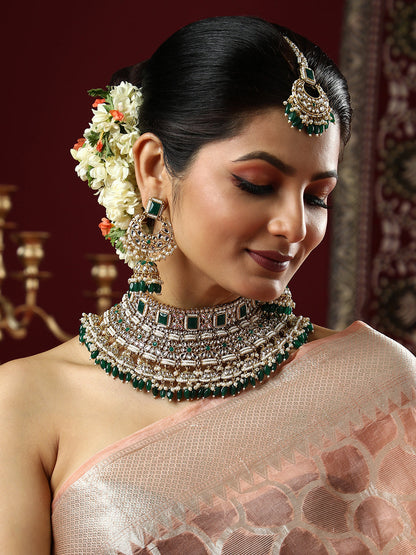 The Sultana Jewellery Set - Emerald Green-SOHNCK1536