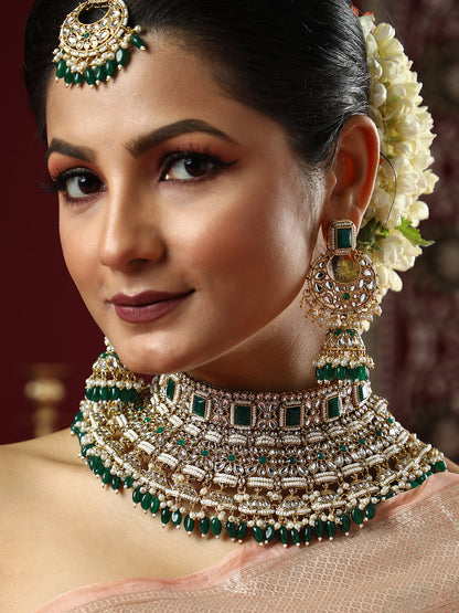 The Sultana Jewellery Set - Emerald Green-SOHNCK1536