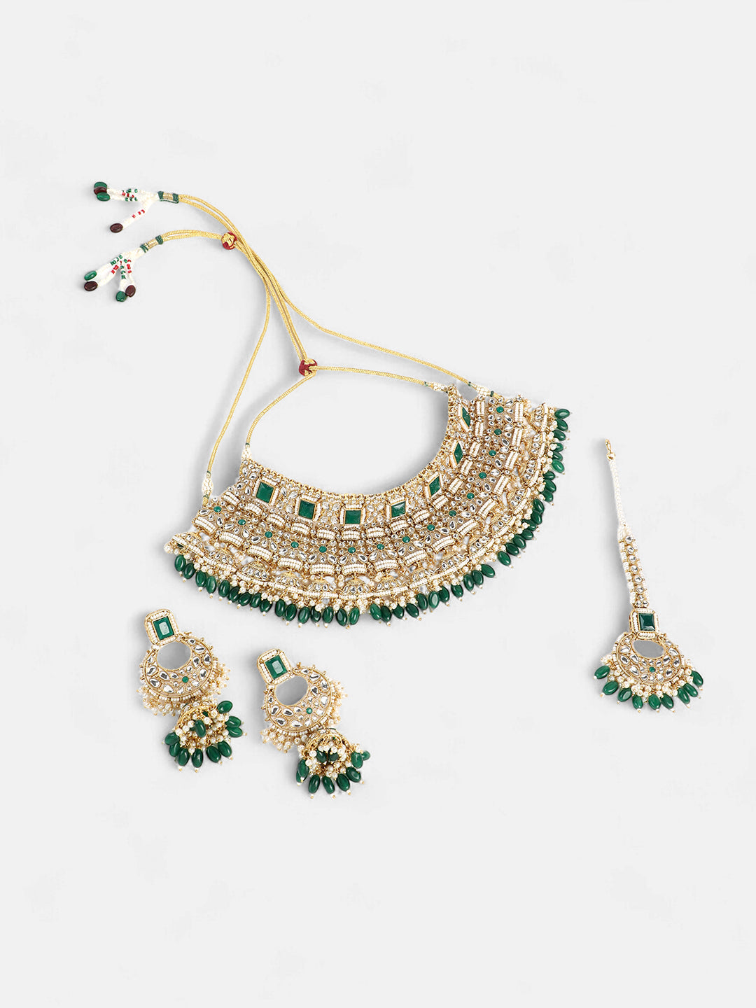 The Sultana Jewellery Set - Emerald Green-SOHNCK1536