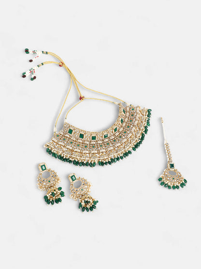The Sultana Jewellery Set - Emerald Green-SOHNCK1536
