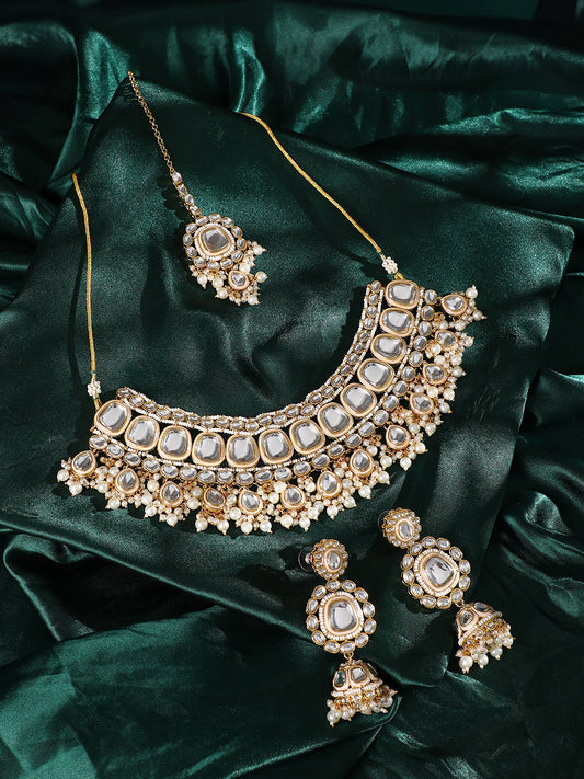 The Aina Jewellery Set - Crystal Silver-SOHNCK1537