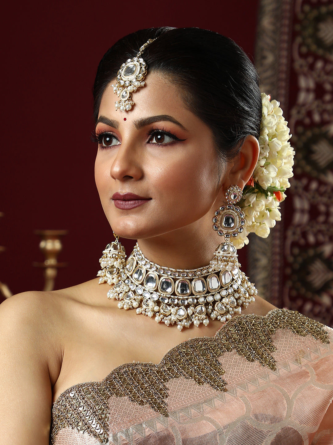 The Aina Jewellery Set - Crystal Silver-SOHNCK1537