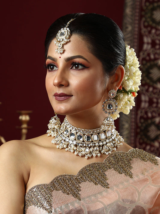 The Aina Jewellery Set - Crystal Silver-SOHNCK1537