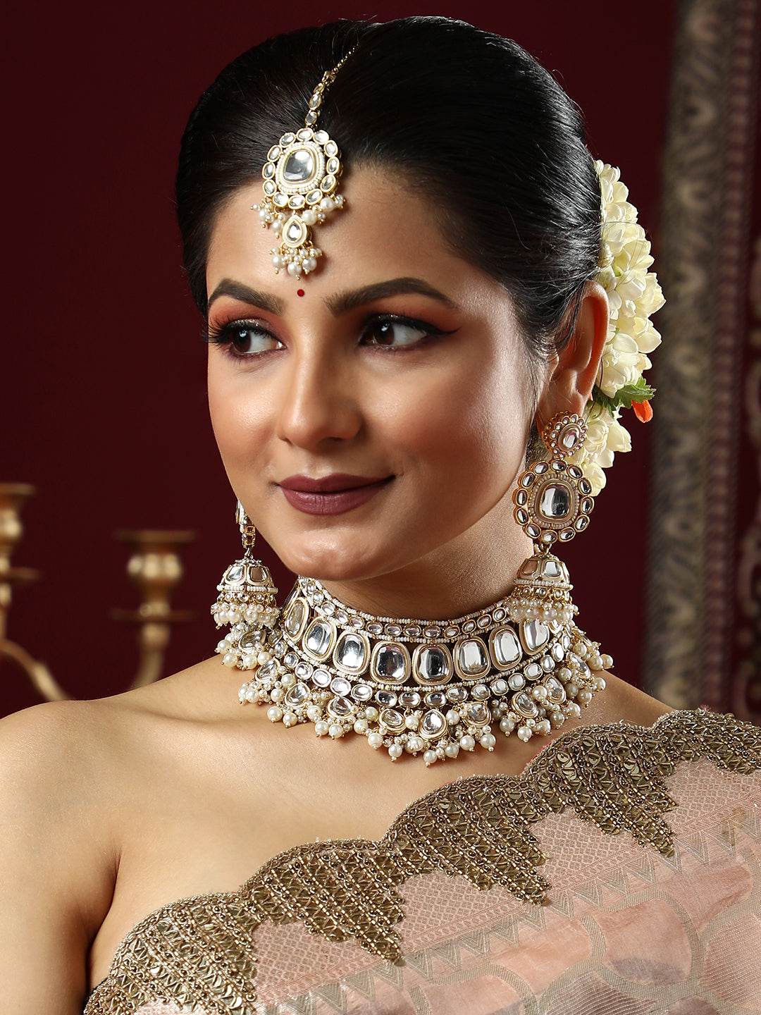 The Aina Jewellery Set - Crystal Silver-SOHNCK1537