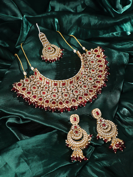 The Aminah Jewellery Set - Ruby Red-SOHNCK1539