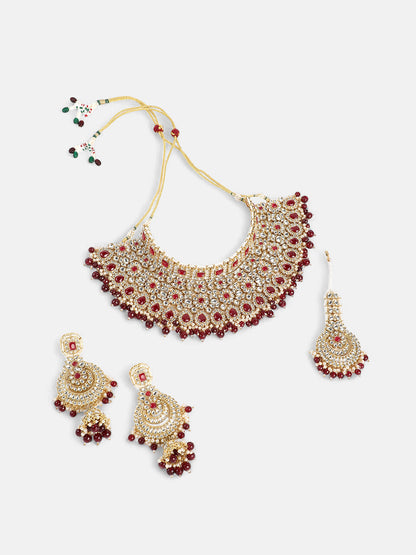 The Aminah Jewellery Set - Ruby Red-SOHNCK1539