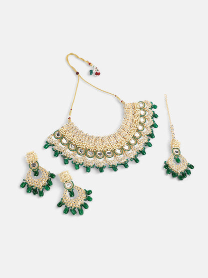 The Roshanara Jewellery Set - Emerald Green-SOHNCK1542