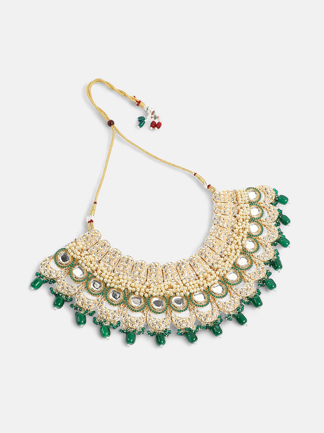The Roshanara Jewellery Set - Emerald Green-SOHNCK1542
