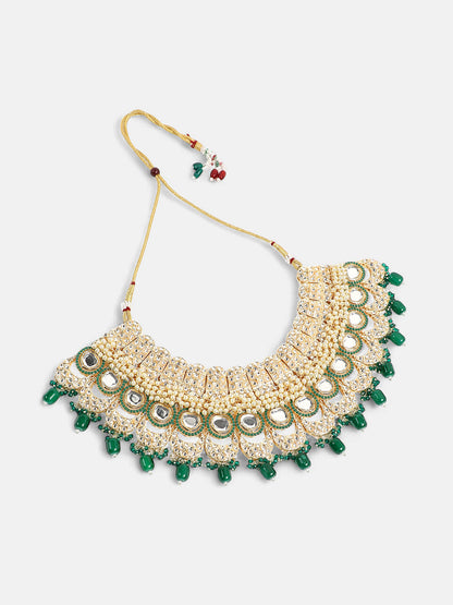The Roshanara Jewellery Set - Emerald Green-SOHNCK1542