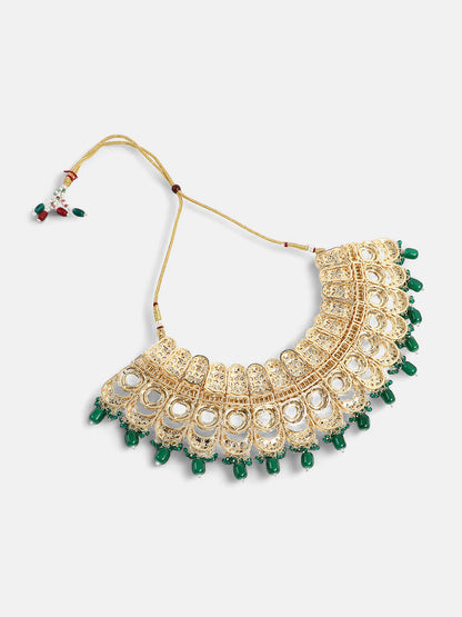 The Roshanara Jewellery Set - Emerald Green-SOHNCK1542