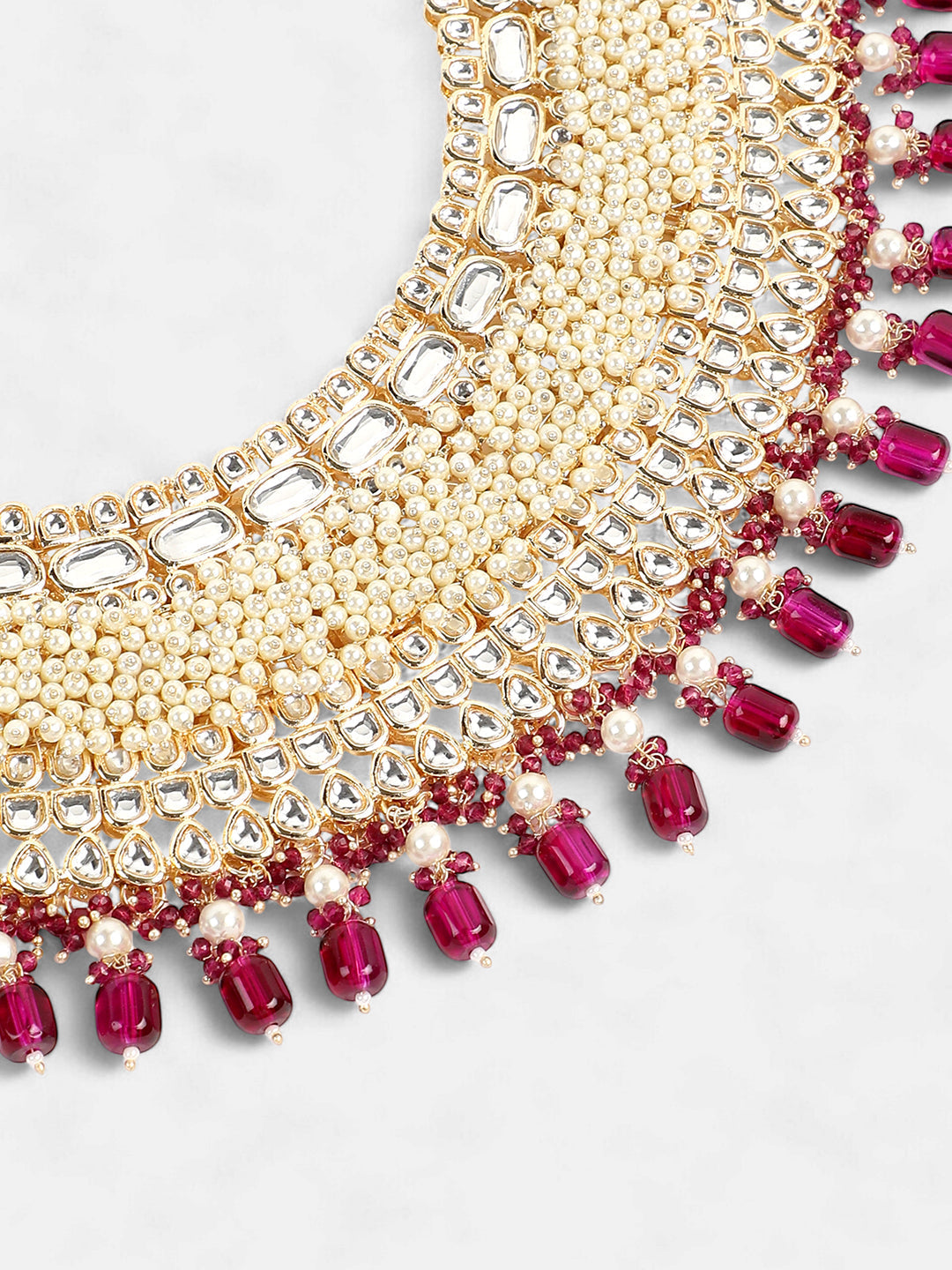 The Naila Jewellery Set - Magenta Pink-SOHNCK1543