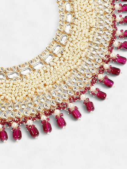 The Naila Jewellery Set - Magenta Pink-SOHNCK1543