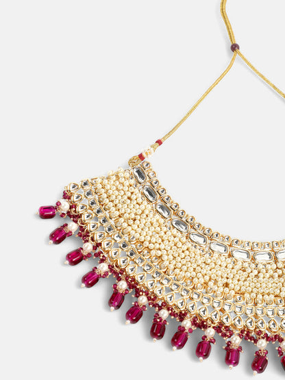 The Naila Jewellery Set - Magenta Pink-SOHNCK1543