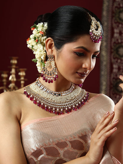 The Naila Jewellery Set - Magenta Pink-SOHNCK1543