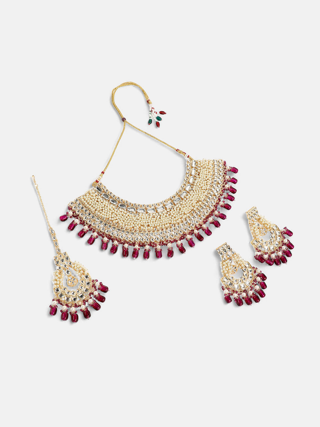 The Naila Jewellery Set - Magenta Pink-SOHNCK1543
