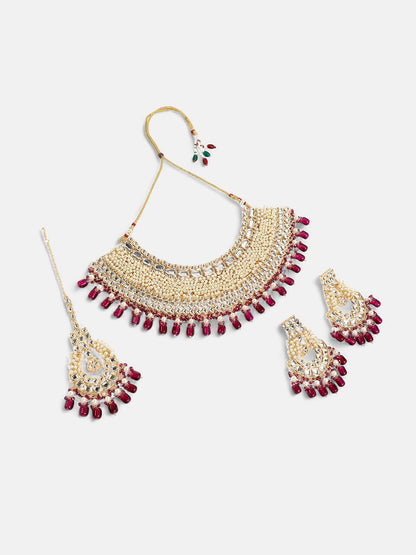 The Naila Jewellery Set - Magenta Pink-SOHNCK1543