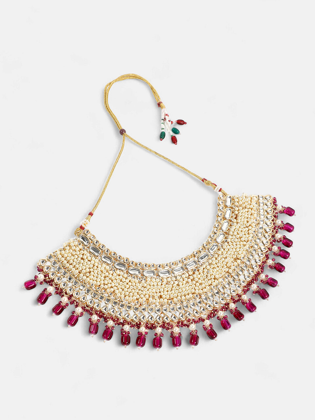 The Naila Jewellery Set - Magenta Pink-SOHNCK1543