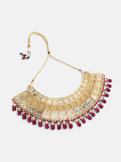 The Naila Jewellery Set - Magenta Pink-SOHNCK1543