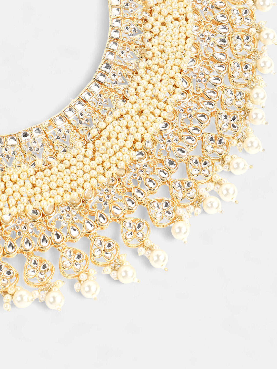 The Begum Jewellery Set - Pearl White-SOHNCK1544