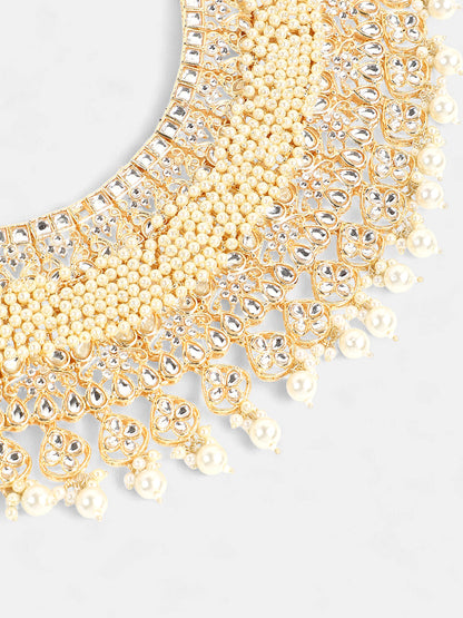 The Begum Jewellery Set - Pearl White-SOHNCK1544