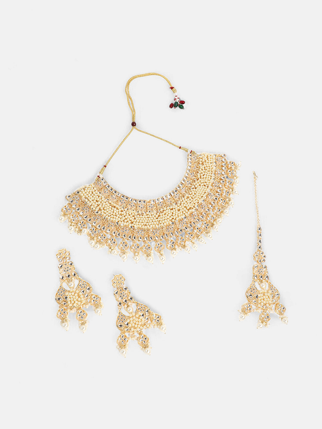 The Begum Jewellery Set - Pearl White-SOHNCK1544