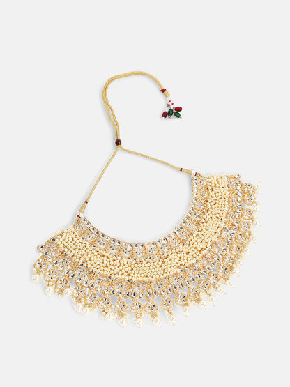The Begum Jewellery Set - Pearl White-SOHNCK1544