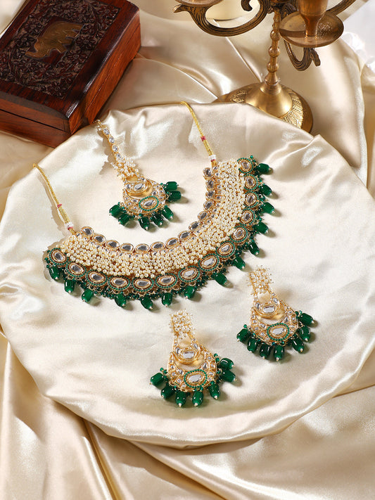 The Fathiyya Jewellery Set - Emerald Green-SOHNCK1545