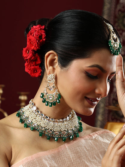 The Fathiyya Jewellery Set - Emerald Green-SOHNCK1545