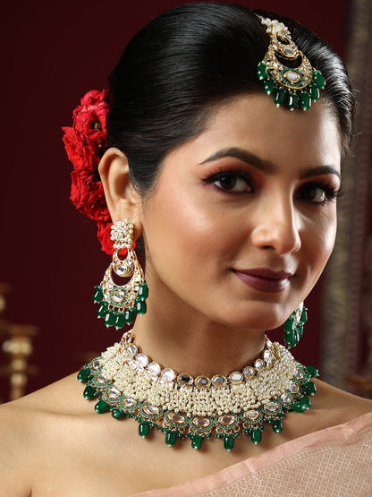 The Fathiyya Jewellery Set - Emerald Green-SOHNCK1545
