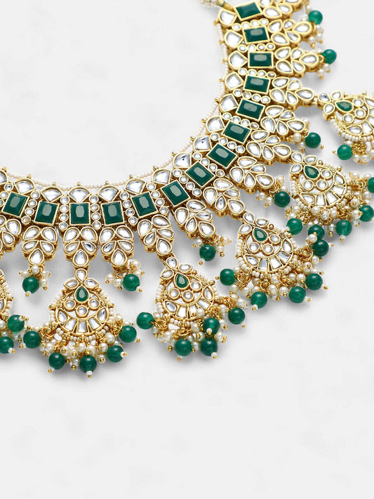 The Mehreen Jewellery Set - Emerald Green-SOHNCK1553
