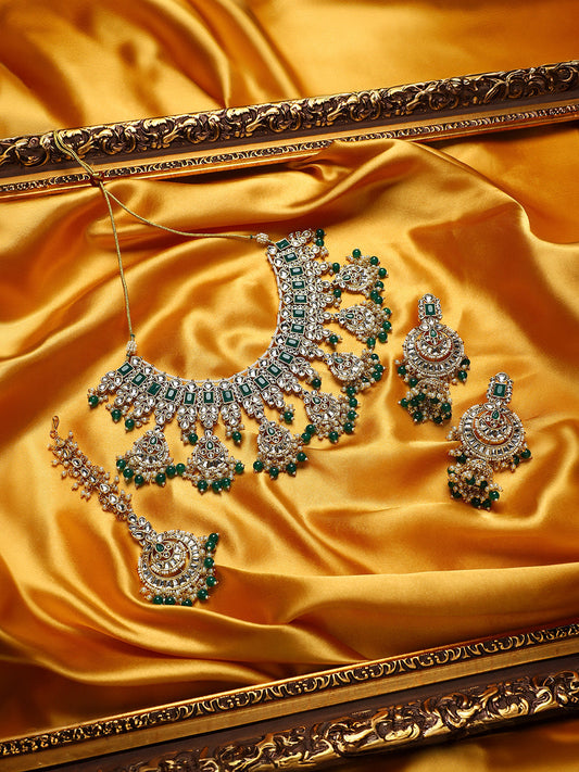 The Mehreen Jewellery Set - Emerald Green-SOHNCK1553