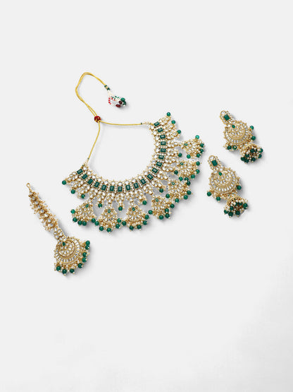 The Mehreen Jewellery Set - Emerald Green-SOHNCK1553