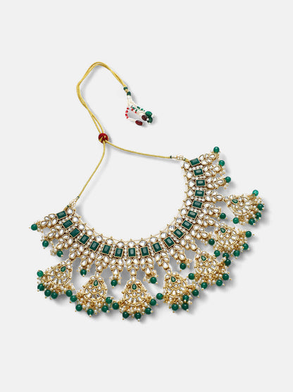 The Mehreen Jewellery Set - Emerald Green-SOHNCK1553