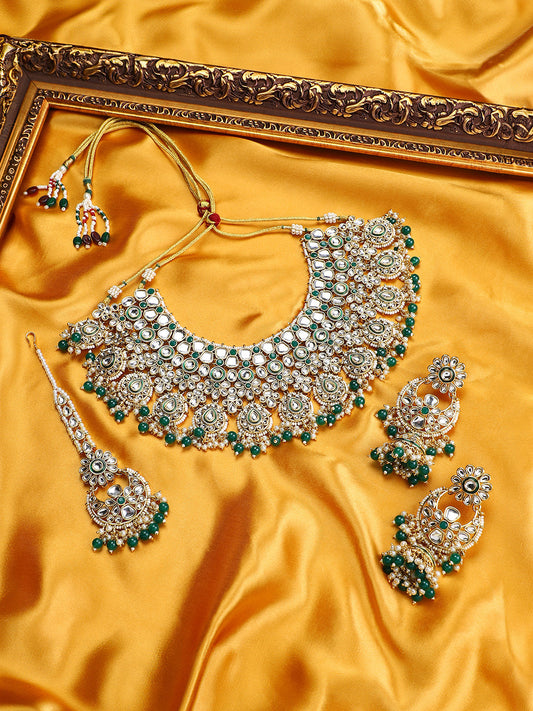 The Ruhani Jewellery Set - Emerald Green-SOHNCK1554