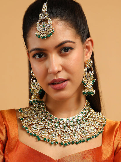The Ruhani Jewellery Set - Emerald Green-SOHNCK1554