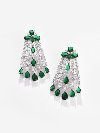 Silver Plated Designer Stone Necklace and Earring Set