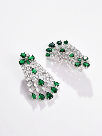 Silver Plated Designer Stone Necklace and Earring Set
