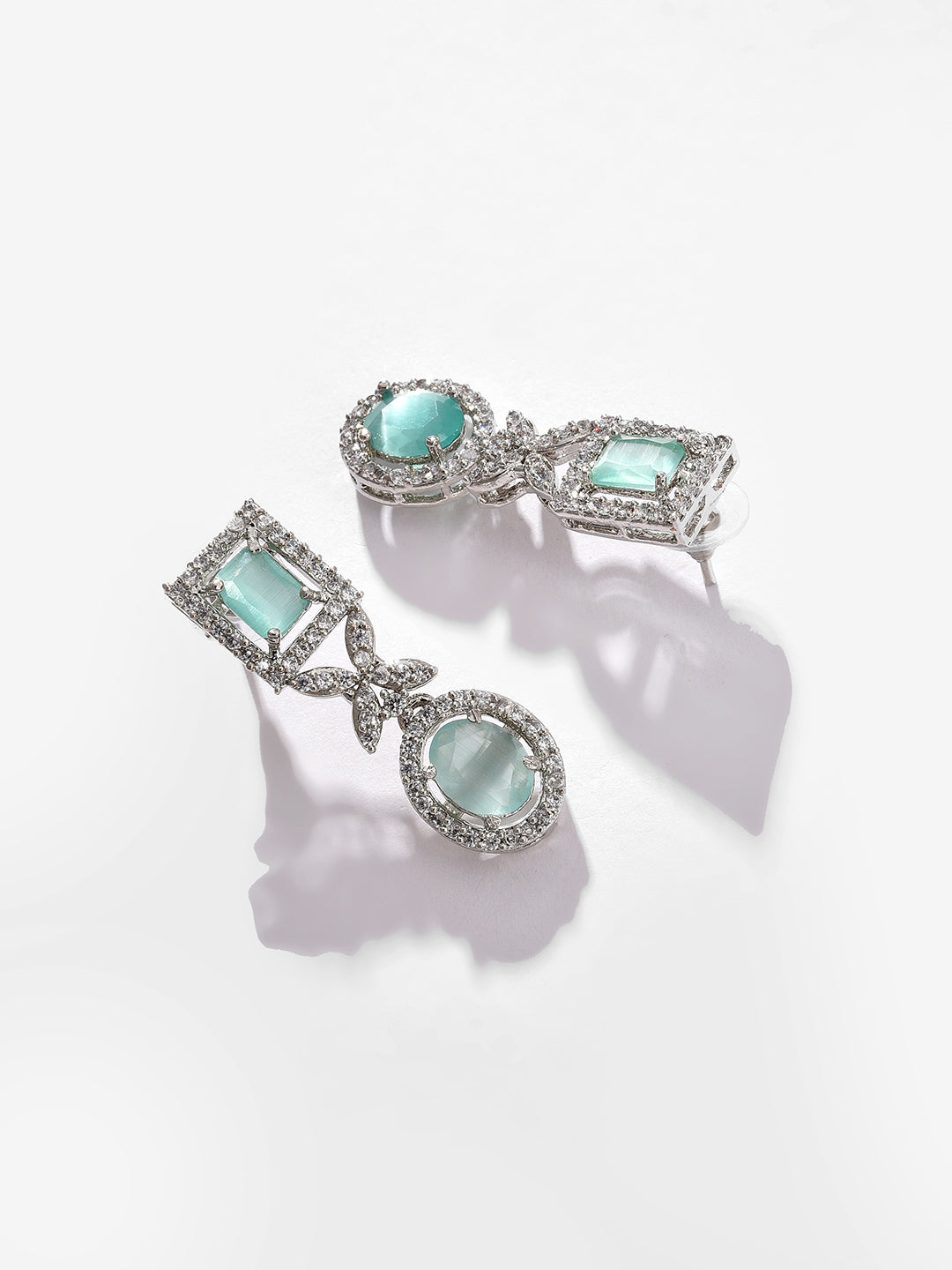 Silver Plated Designer Stone Necklace and Earring Set