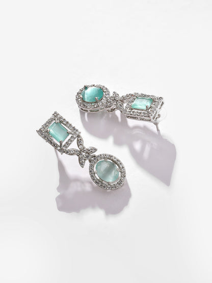 Silver Plated Designer Stone Necklace and Earring Set